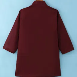 Dapper Dudes Full Sleeves Abstract Embroidered Kurta Pyjama - Maroon image 3