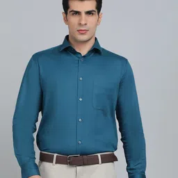 Greenfibre Men Slim Fit Spread Collar Solid Cotton Formal Shirt-picture-39