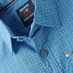 Noddy Full Sleeves Abstract Printed Shirt - Turquoise Blue image 4