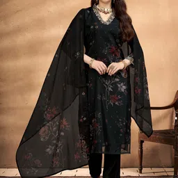 Anouk Women Floral Printed Kurta with Trousers & Dupatta-image-71
