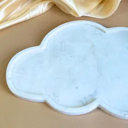 Homearte India 12 Inches Cloud Shape Marble Platter - White image 5