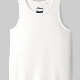 Pine Kids Disney Single Jersey Knit Half Sleeves Oversize Overlapped Drop Shoulder T-Shirt with Tank Top and Minnie Mouse Graphics - Blue & White image 5