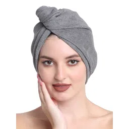 Creeva Grey Quick-Dry Cotton Hair Towel Wraps (Pack Of 2) image 1