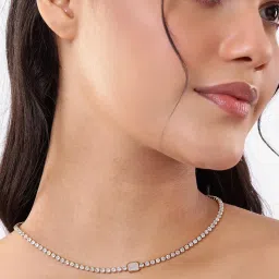 Carlton London 18Kt Gold Plated Cz Tennis Chain Necklace-image-51