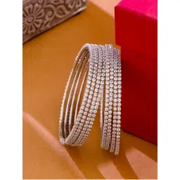 NVR Women American Diamond Silver Plated Bangles (Pack of 8)-picture-13