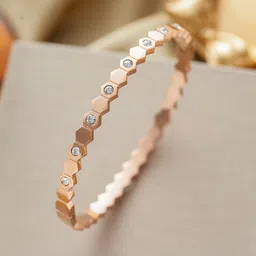 Designs & You Women American Diamond Rose Gold-Plated Bangle-Style Bracelet-picture-18