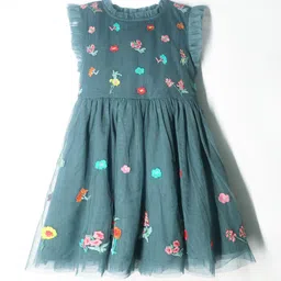 Cherry Crumble Girls Embroidered Fit & Flare Dress-image-68