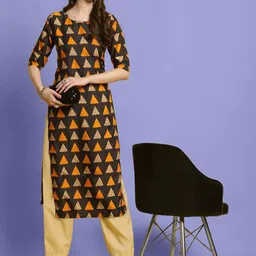 Ethnic basket Women Multicoloured Poly Crepe Kurta Sets image 4