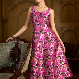 OBSHIVKA Floral Print Jacquard Fit & Flare Midi Dress image 3
