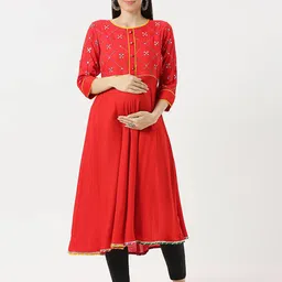 Mom For Sure by Ketki Dalal Women Embroidered Work Maternity Anarkali Kurta-picture-19