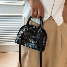 KPOP Women Solid Baguette Handheld Bag image 5