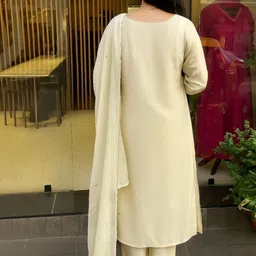 KALINI Women Ethnic Motifs Embroidered Regular Thread Work Kurta with Palazzos & With Dupatta image 5