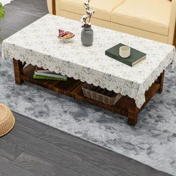 Kuber Industries Cream-Coloured Set of 2 Ethnic Motifs Anti-Skid 6-Seater Table Cover image 2