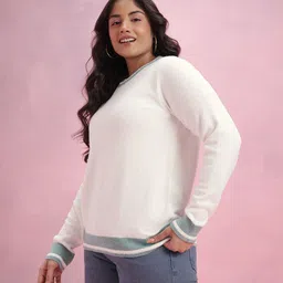 DressBerry Curve Plus Size Contrast Striped Pullover image 4