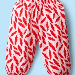 Kookie Kids Full Length Lounge Pant Leaf Print - Red-picture-18