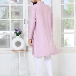See Designs Men Solid Sequinned Embroidered Detail Kurta image 4