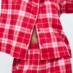 Marks & Spencer Women Checked Lapel Collar Shirt & Pyjamas Night suit image 5