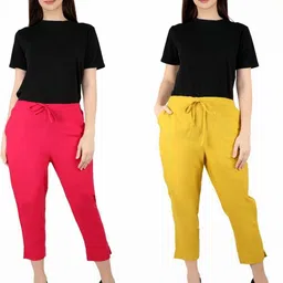 SVKETAIL Pack Of 2 Cotton Solid Women Trouser With 2 Pocket image 3