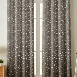 Kiara Creations Grey Set of 2 Floral Room Darkening Door Curtain-image-73