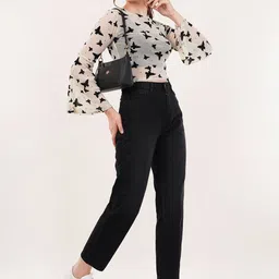 clobug Animal Print Bell Sleeve Net Crop Top-picture-46