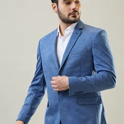 TIM PARIS Slim-Fit Single Breasted Knitted Structure Blazers image 3