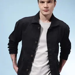 glitchez Typography Pure Cotton Denim Jacket With Flap Pockets-image-42