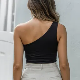 HERE&NOW Women One Shoulder Sleeveless Fitted Top image 2