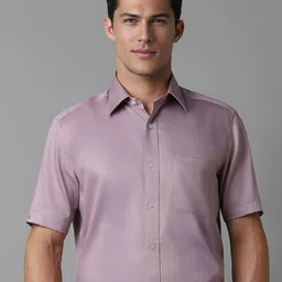 Louis Philippe Men Classic Spread Collar Solid Cotton Formal Shirt-image-44
