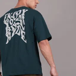 Roadster Men Cotton Typography Printed Drop-Shoulder Sleeves T-shirt image 5