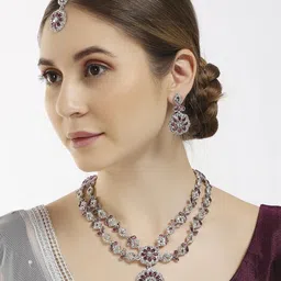 VATSALYA CREATION Purple Jewellery Set-image-32