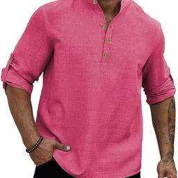 Edin Men Beige Solid Cotton Kurtas-picture-10