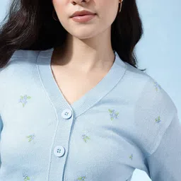 glitchez Floral Embroidered Crop Cardigan image 5