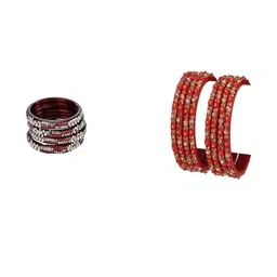 Somil Women Pack Of 2 Maroon & Red Bangles-picture-41