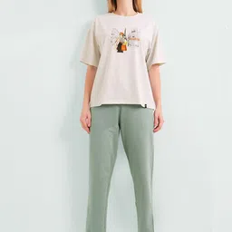 L&M Leisure and Moods Printed Round Neck T-shirt With Trouser image 1