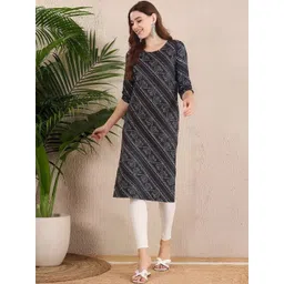 popmantra Women Ethnic Motifs Printed Crepe Kurta-picture-12