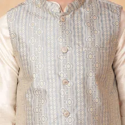 Jompers Men Woven Design Mandarin Collar Nehru Jacket image 2