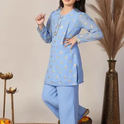 BAESD Girls Printed Regular Kurta with Trousers image 2