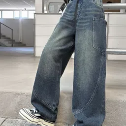 LULU & SKY Girls Wide Leg High-Rise Light Fade Stretchable Jeans image 5