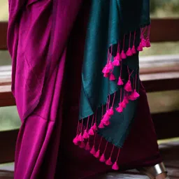Moda Rapido Solid Pure Cotton Fusion Saree image 4