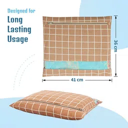 Kuber Industries Grey & Brown 24 Pieces Checked Cotton Saree Cover Organisers image 3