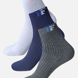 FIMS Pack Of 3 Striped Ankle-Length Sports Socks-picture-32