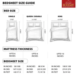 Home Ecstasy Beige & White Floral 140 TC Queen Bedsheet with 2 Pillow Covers image 5