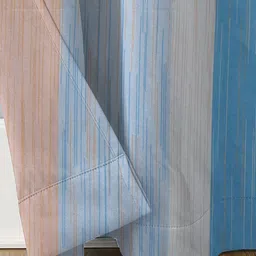 Aura Blue Set of 2 Striped Sheer Window image 2