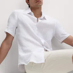 Marks & Spencer Men Striped Linen Chino Shorts image 3