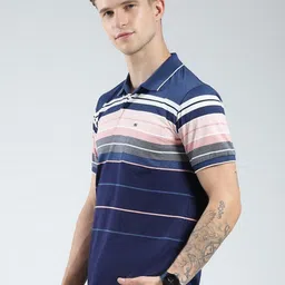 Monte Carlo Striped Polo Collar Cotton T-shirt image 2