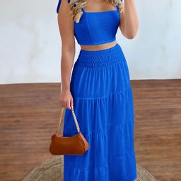 JC Mode Square Neck Crop Top & Maxi Tiered Skirt Co-Ord Set-picture-17
