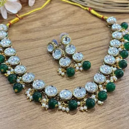 JN HANDICRAFT Kundan Beaded Jewellery Set image 2