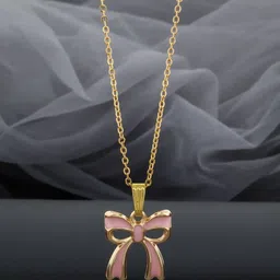 Birado Jewellery Set Of 2 Stainless Steel Gold-Plated Stones Studded Pendants With Chains image 5