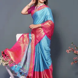 Yourwish Ethnic motifs woven designZari Narayan Peth Saree With Unstitched Blouse Piece-image-15