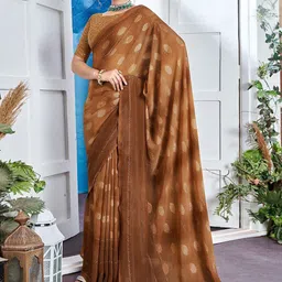 Peachmode Woven Design Sequinned Pure Georgette Saree-picture-39